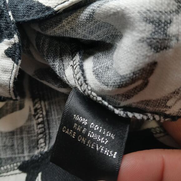 Analogy Black White Floral Print Button Front Jacket Women’s M Cotton Artsy - Picture 4 of 7